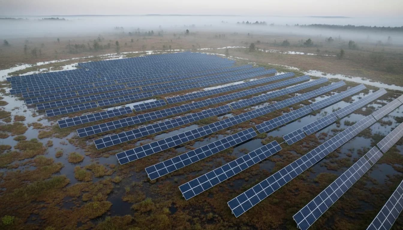Photovoltaikanlage auf einer wiedervernässten Moorfläche (Moor-PV)